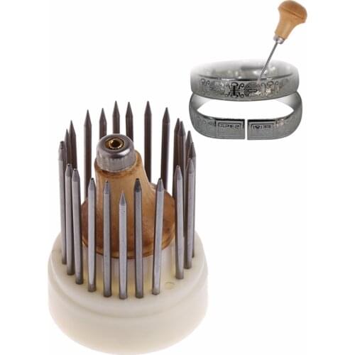 23 Pcs Cast Iron Beading Grain Jewellery Tool Diamond Stone Beader Set Graver