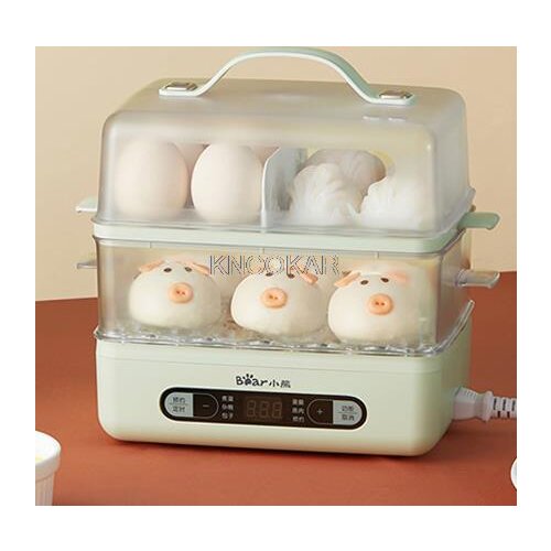 350W Multi function electric food steamer egg boiler steam cooker cooking breakfast machine Egg Boiling 2 layers timing