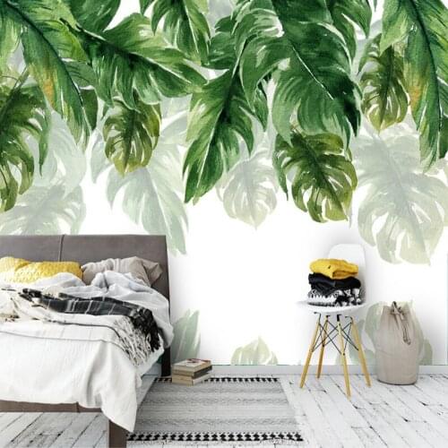 Custom 3D Wallpaper Modern Simple Green Plant Oil Painting Murals Living Room Bedroom Art Wall Cloth Waterproof Wall Paper Rolls