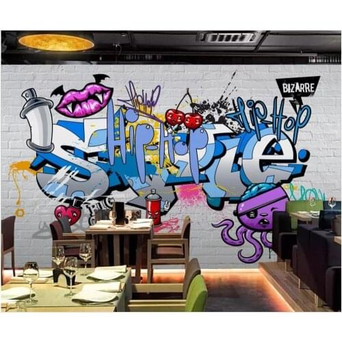 Custom photo 3d wallpaper European retro street graffiti brick bar restaurant home decor 3d wall murals wallpaper for wall 3 d