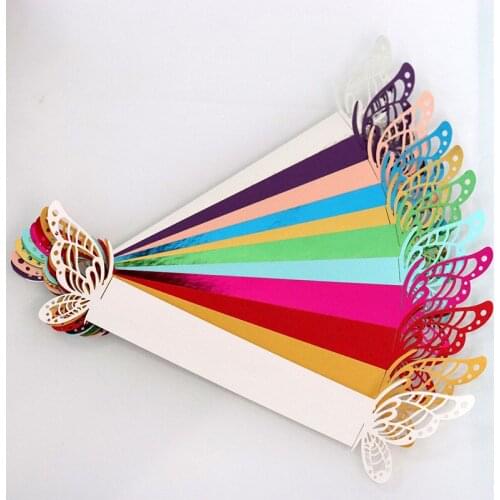 50PCS Butterfly Laser Cut Paper Napkin Ring Holders Napkin Buckle Wedding Banquet Dinner Christmas Home Party Table Decoration