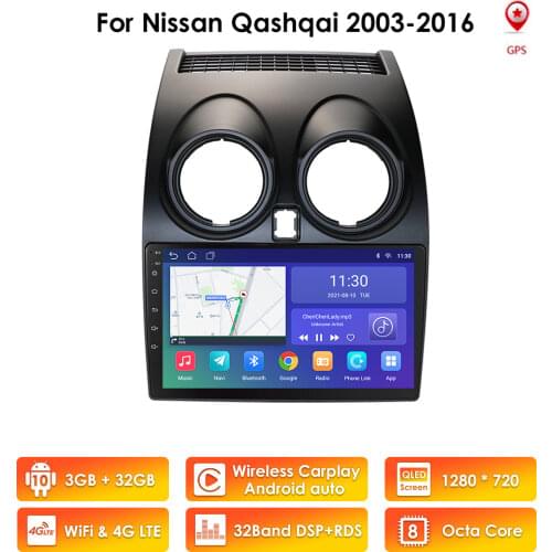 Android 10 Car Radio Player for Nissan Qashqai 2006 2007 2008 2009 2010 2011 2012 2013 AutoRadio Navigation GPS 2 Din Multimedia