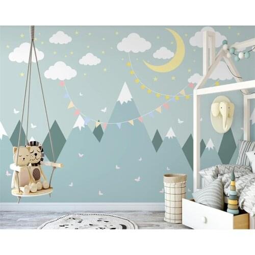 Beibehang Customized simple mountain hot air balloon childrens room background papel de parede wallpaper modern Nordic