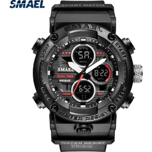SMAEL Fashion Mens Military Sports Watches Top Brand Luxury Quartz Waterproof Watch Men LED Digital Wristwatch Relogio Masculino