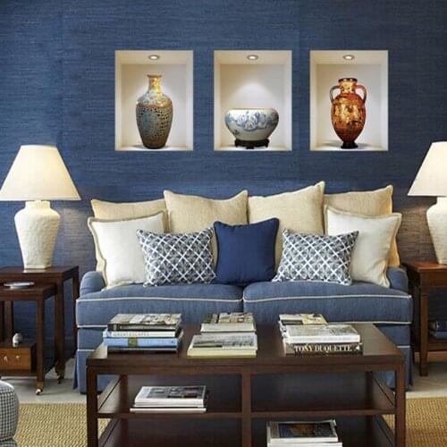 Flower Vase 3D Wall Sticker Vintage Poster Home Decor Bedroom DIY Acrylic Art Wall Decoration