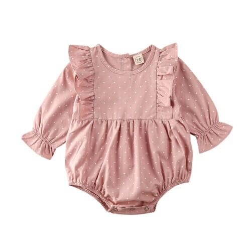0-18M Bodysuit Toddler Baby Girl Clothes Ruffle Polka Dot Long Sleeve Bodysuit Jumpsuit Spring New Kids Outfit