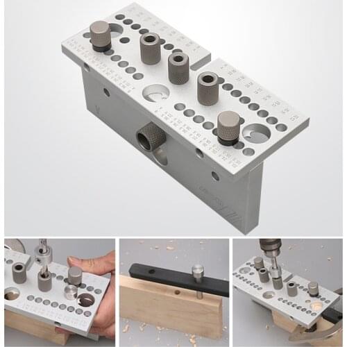 Woodworking 3-in-1 2-in-1 Doweling Jig Kit Adjustable Drilling Guide Tenon Puncher Locator for Furniture Connectin DIY Tools