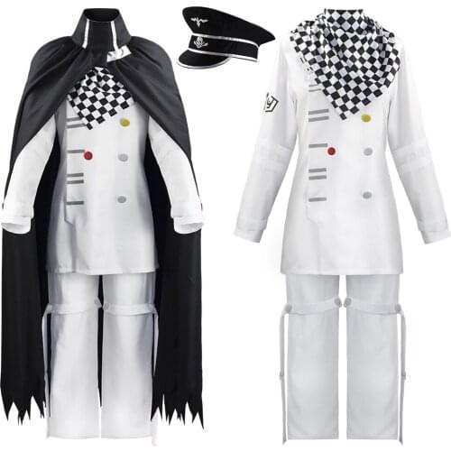 Anime Danganronpa V3 Kokichi Oma Cosplay Costume President Oma Cosplay Wig Cloak and Hat Halloween Carnival Party Costumes