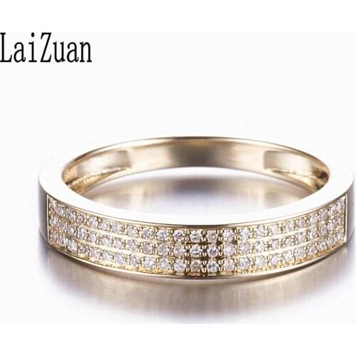 Laizuan Solid 10k Yellow Gold Pave 0.2ct 100% Genuine Natural Diamond Engagement Wedding Ring For Women Trendy Fine Jewelry Ring