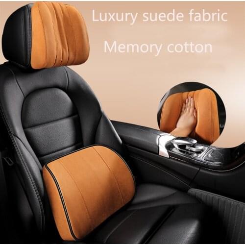 Maybach Design S Class Ultra Soft Natrual Car Headrest Neck Seat Cushion Headres Covers Lumbar Support Set Waist Pillow