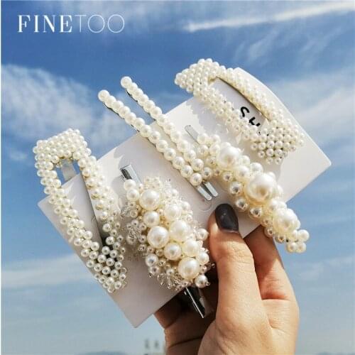 Fashion Pearl Barrette Hair Clips for Women Girls Elegant Korean Design Geometric Hairpin for Wedding Hair Accessories 2019