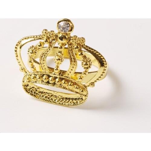 4pcs Golden Fashion Napkin Rings Sparkling Napkin Buckles Crown Napkin Holders Dinning Table Setting Decor for Wedding Party