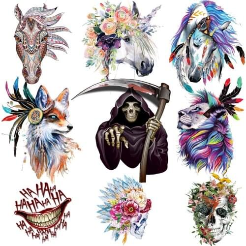 Iy Patch Skull Cartoon Stickers Iron On Transfers Patches Washable For Shirt Patches Hoodie Applique Vinyl Heat Transfer Patch