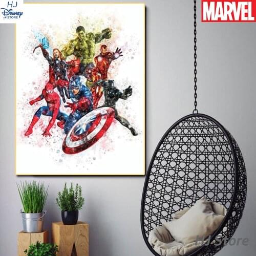 Avengers Superhero Watercolor Printable Wall Decor Art Marvel Heroes Iron Man Posters Spiderman for Wall Home Decoration Cuadros