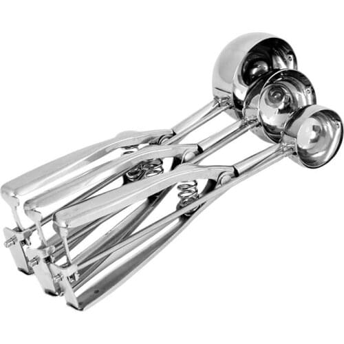 Stainless Steel Ice Cream Spoon Spring Handle Cookie Scoop Fruit Spoon Ice Cream Watermelon Spoon Dig Ball Fruit Spoon 4/5/6CM