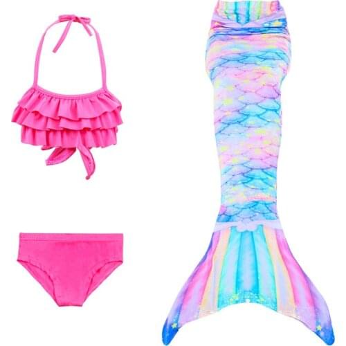 Girls Mermaid Bikini Swimsuit Tail 2021 New Fashion European and American Childrens Three-piece Split Swimsuit Swimwear