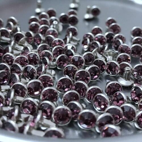 New Coming 100Sets 6mm Light Purple CZ+++ Crystals Rhinestone Rivets Silver Nailhead Citrine Spots Studs DIY Shipping Free