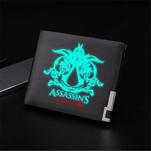 New Style Assassins Wallet Black Unisex Luminous Purse for Students Gift PU Leather Wallet Money Bag Coin Bag