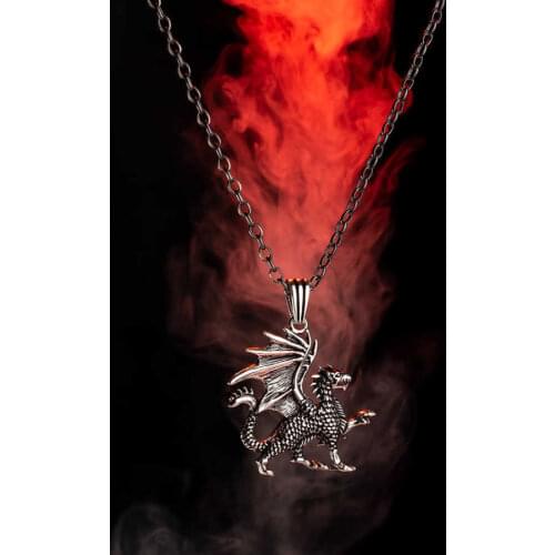 925 Sterling Silver Dragon Necklace GOT Inspired Dragon Necklace Mens Pendant Necklace Silver Chain Necklace