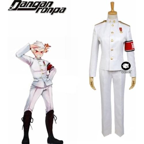Anime Dangan Ronpa 2 Costumes DanganRonpa Kiyotaka Ishimaru Cosplay White Uniform Wigs Full Sets For Mens Boys Halloween