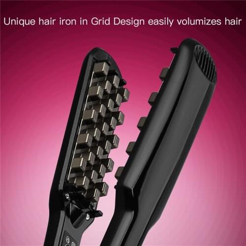 Grid curler curler ceramic professional curler fluffy wavy curler flat iron corn hair splint permRotating Hair Straightener Prof