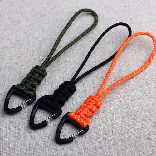 Keychain Lanyard Triangle Buckle Outdoor Camping Carabiner Military Paracord Cord Rope Camping Survival Kit Emergency Knot
