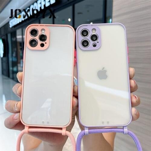 Crossbody Necklace Lanyard Phone Case For iPhone 12 11 Pro Max X XR XS Max 7 8 Plus SE 20 Transparent Cover For iphone 12 cases
