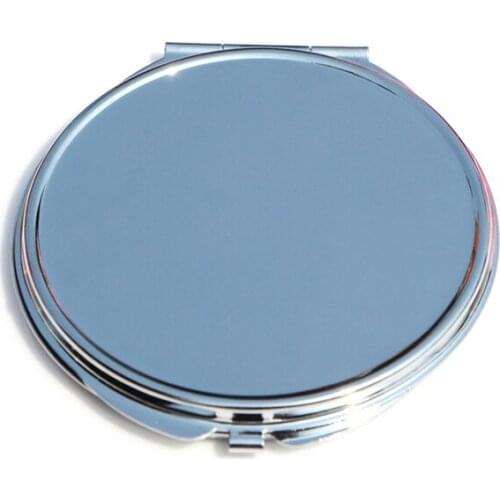 Blank 75mm compact mirrors Silver cosmetic pocket Mirror case for DIY personalize Engraving #18122