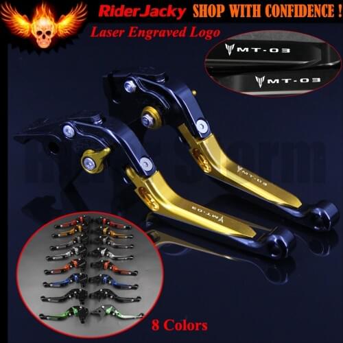Logo Golden CNC Adjustable Extendable Motorcycle Brake Clutch Lever For Yamaha MT-03 MT 03 MT03 2006-2011 2007 2008 2009 2010