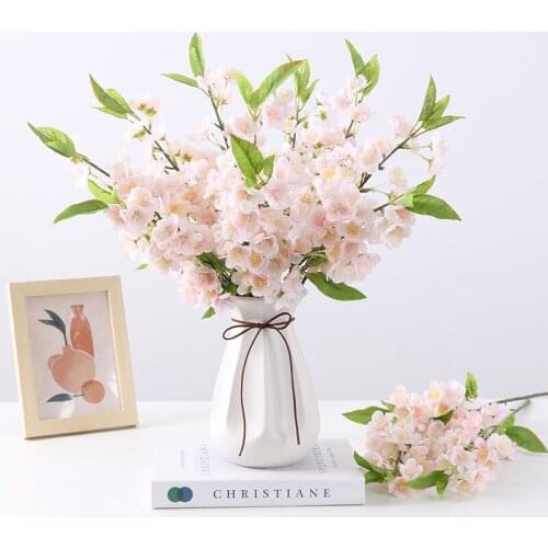 52cm Silk Peach Blossom Artificial Flower Home Decor Fake Flower For Wedding Home Desk Party DIY Decoration Plant Bouquet