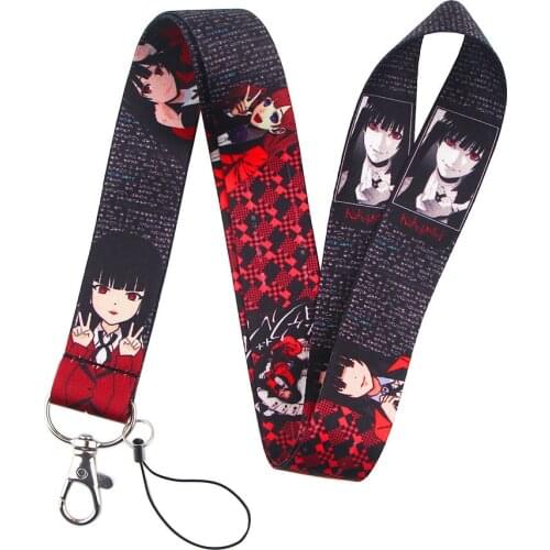 Anime Kakegurui Japanese Gambling School Girls Lanyards For Keys ID Badge Holder Neck Strap Keychain Webbing Ribbon Gift