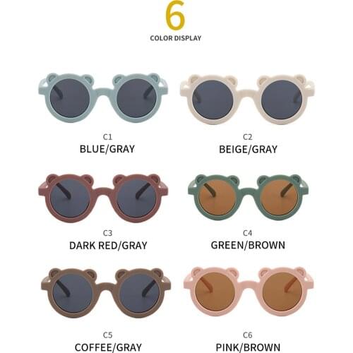 Fashion Kids Sunglasses Solid Color Anti-UV Bear-Shaped Decorative Simple Glasses Photography Props For Boys Girls