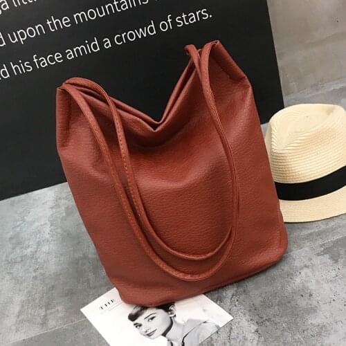2020 new female bag Korean version of pu soft leather all-match solid color shoulder bag fashion bucket bag lady handbag