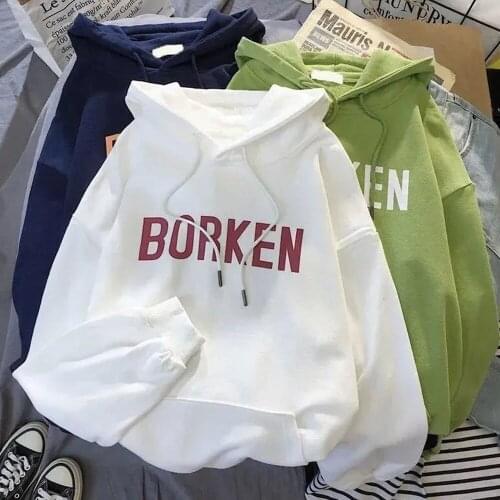 Letter Print Plus Velvet Sweatshirt Fashion Hoodies Women Vintage Casual Punk Letter Korean Style Hip Hop Hoodies Top Толстовка