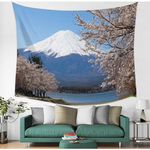 Spring Mount Sakura Japan Quiet Asian Clear Wall Tapestry Cover Beach Towel Picnic Yoga Mat Home Decoration