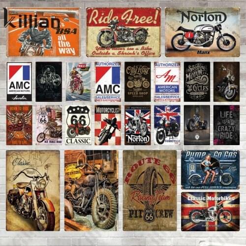 Domineering Motorcycle Tin Sign Metal Plaque Retro Creative Girl Biker Picture Garage Metal Poster Bar Hotel Wall Metal Plate