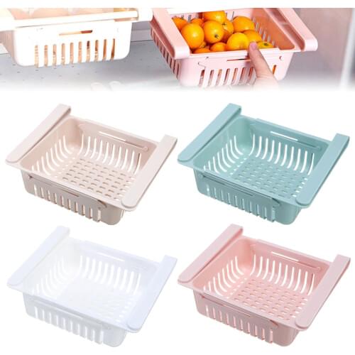 1pc Fridge Storage Box Pull-out Drawer Fridge Storage Basket Box Slide Food Fruits Organizer Holder For Home Supplies