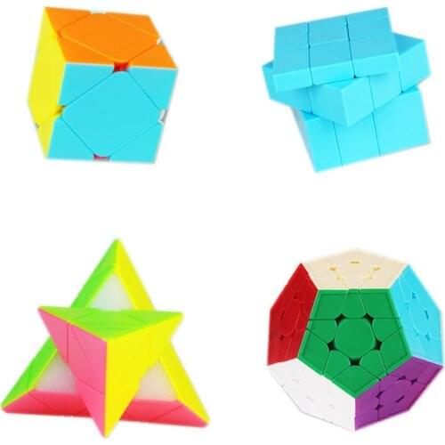 YuXin Strange-shape Mini Megaminx Magic Cube 4Set Cast Coated Professional Puzzle Speed Educational Game Childrens Toy Gift