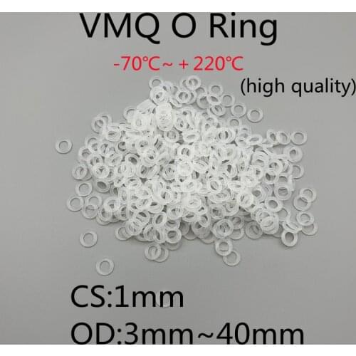 100/500pcs VMQ White Silicone Ring Gasket CS 1mm OD 3 ~ 40mm Food Grade Waterproof Washer Rubber silicone gasket rubber o-ring