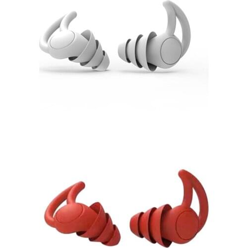 2 Pair Of Earplugs Comfortable Cone-Shaped Travel Sleep Noise-Proof Earplugs Sleep Sound Ear Protection, Gray & Red