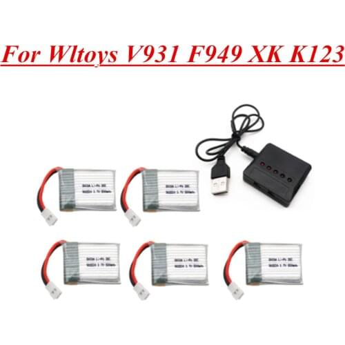 3.7V 500mAh 25C LiPo Battery with battery charger For Wltoys V931 F949 XK K123 6Ch RC Helicopter Spare Parts