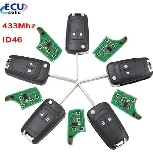 5PCS X 2 Button Replacement Remote Key Fob 433.92MHz ID46 for Opel Insignia 2009-2012