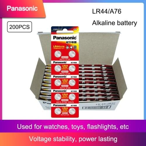 Panasonic 200pcs 2021 Promotion New 1.5v LR 44 LR44 AG13 Watch Clock Batteries Pilas GP76 L1154 LR1154 SR1154 SR44 SR44SW SR44W