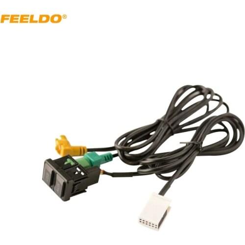 Car USB AUX Data Adapter Switch Button Cable wiring Harness For Volkswagen Golf POLO GTI Bora RCD510 RNS315 RCD310 AUX Adapter