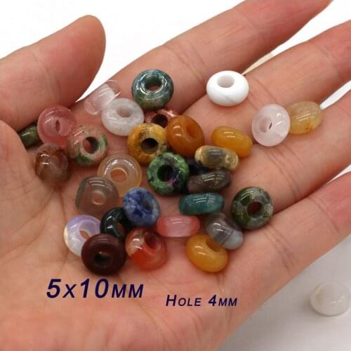 10pcs/lot Natural Agates Beads Abacus Shape Big Hole Natural Stone Beads Size 5x10mm for Jewelry Making DIY Necklace Hole 4mm