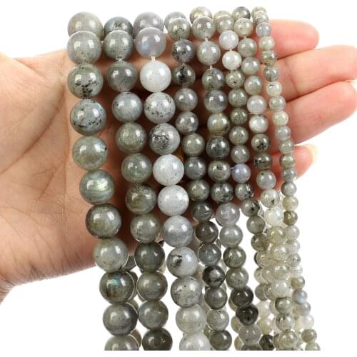 Natural Stone Beads Glossy Flash Stone Round Loose Beads for Jewelry Making Needlework DIY Bracelet Strand 4-12 MM