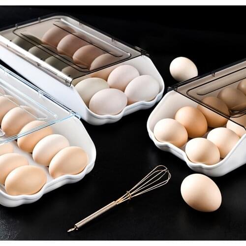 Fridge Egg Holder Large Capacity Egg Storage Box Container Auto-sliding Design Sturdy And Durable Material Household Kitchen Use