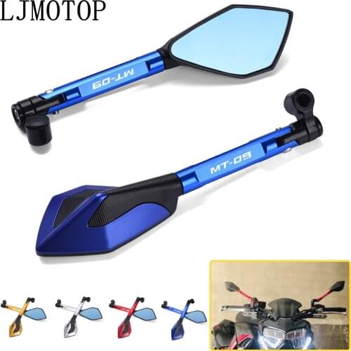 For Yamaha MT09 MT 09 Tracer FJ-09 FZ-09 XSR900 XSR700 XSR900 700 Motorcycle Handlebar Rear View Mirrors Blue Anti-glare Mirror