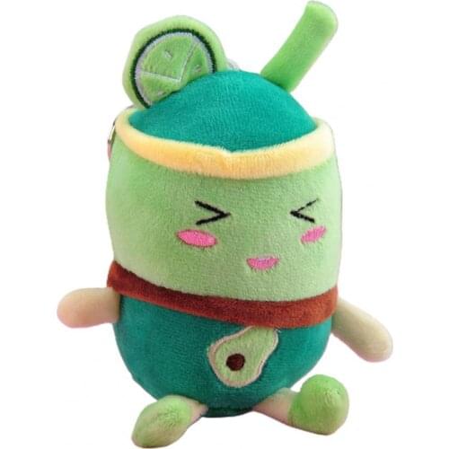 Elastic Stuffed Pendant Cartoon Soft Fruit Bubble Tea Expression Plush Keychain for Decoration