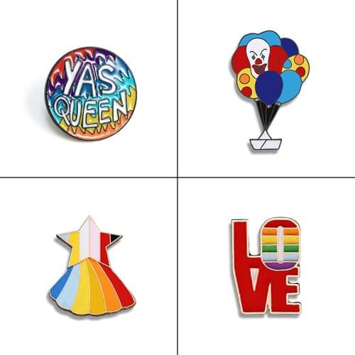 Star Balloon Love YAS Queen Rainbow Brooch Gay Pride Feminist Girl Enamel Pin Lapel Badge Pins Button Friend Gift for Women